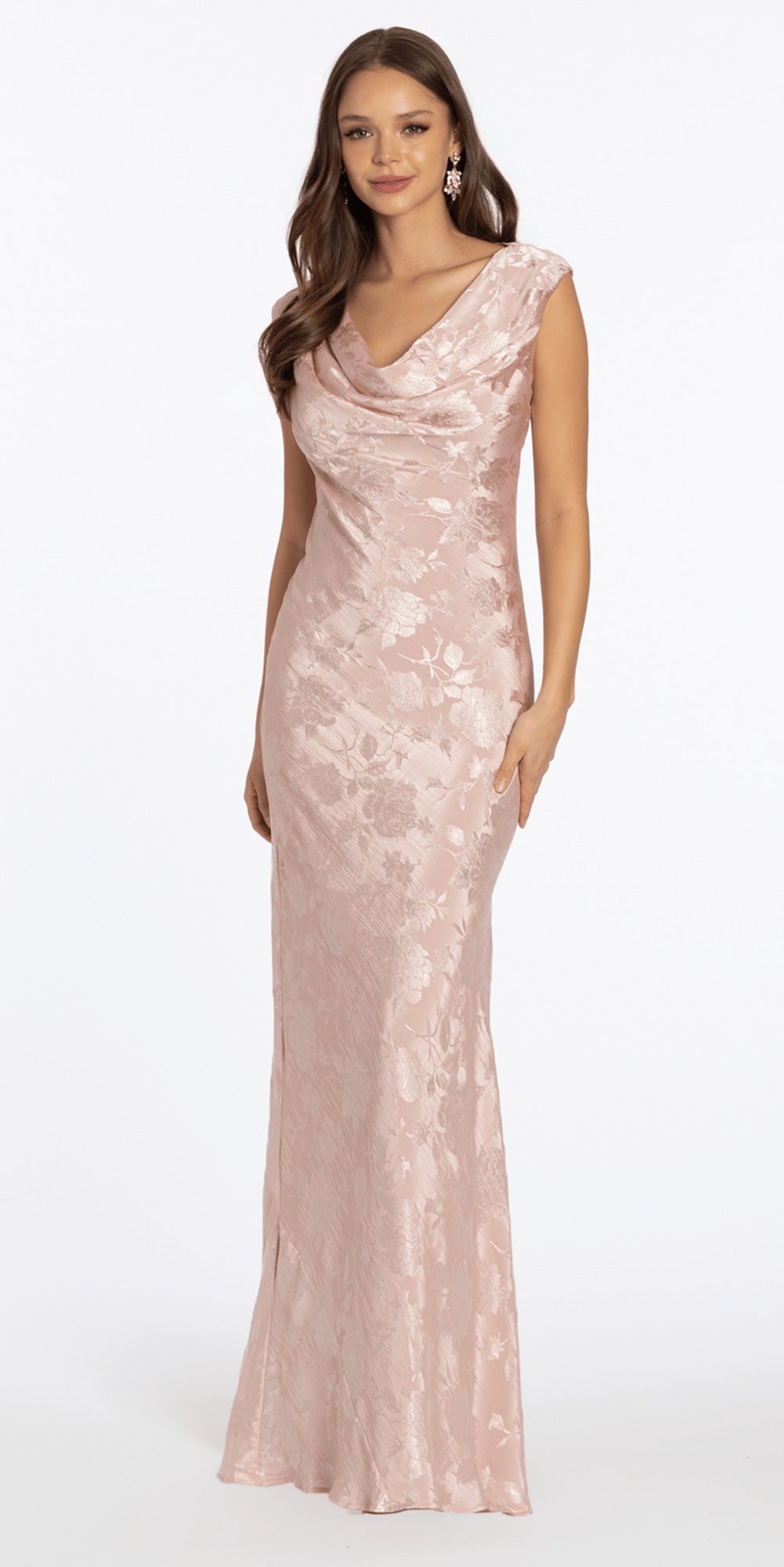 Floral Lace Skater Dress with Pleated Scoop Neck