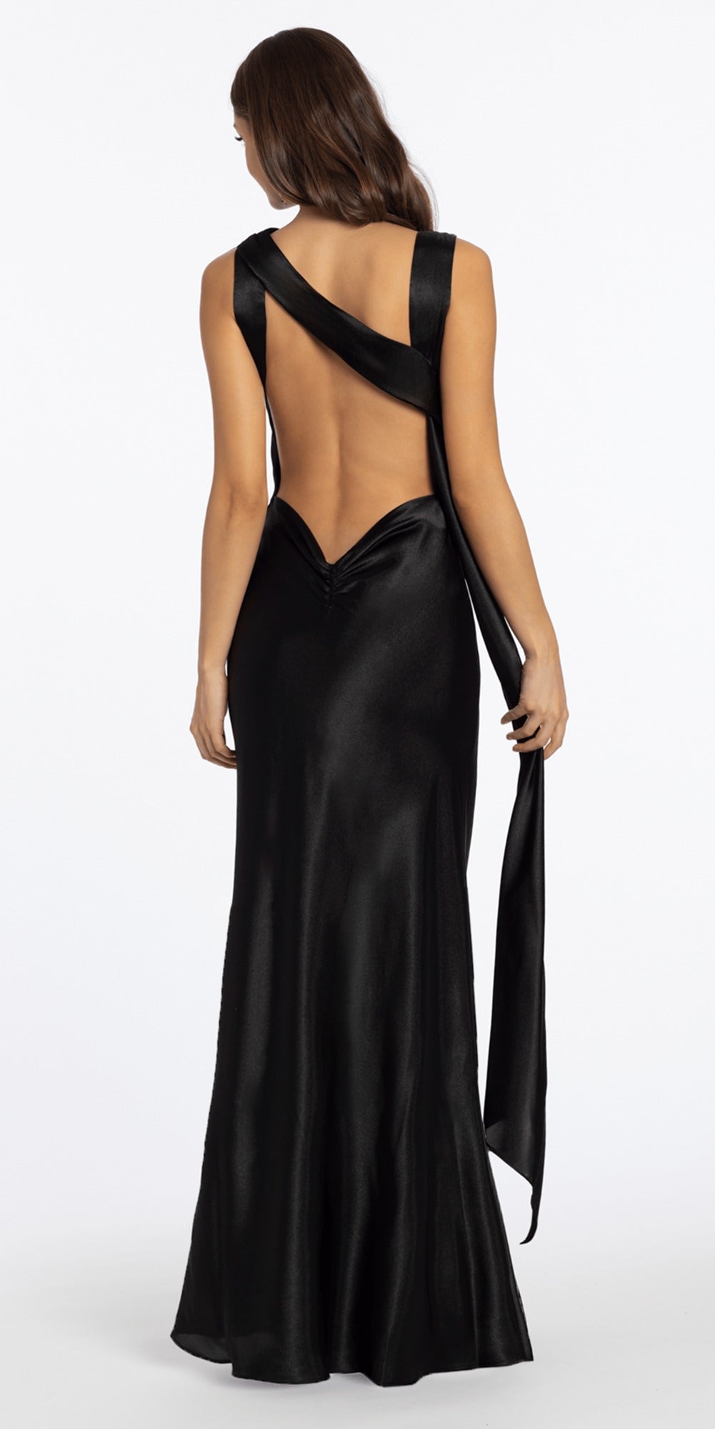 Sunburst Glitter Tulle Strapless Corset Trumpet Dress with Chain Detail