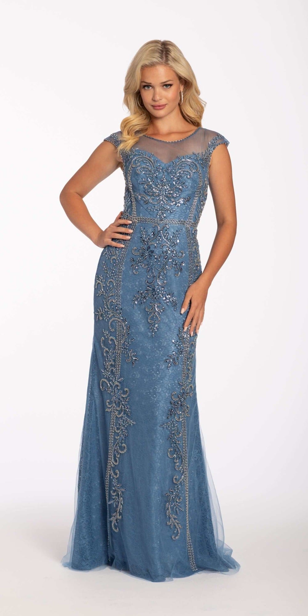 Jacquard Triple Tier Square Neck Tie Back Fit and Flare Dress