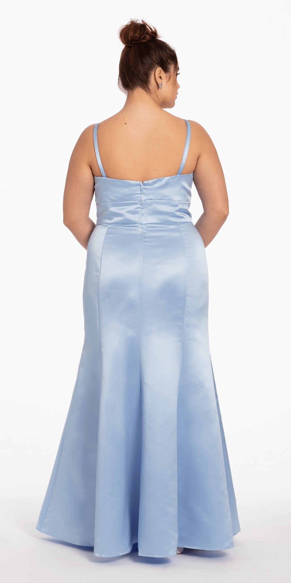 Strapless Stretch Satin Corset Trumpet Dress with Heat Set Stones
