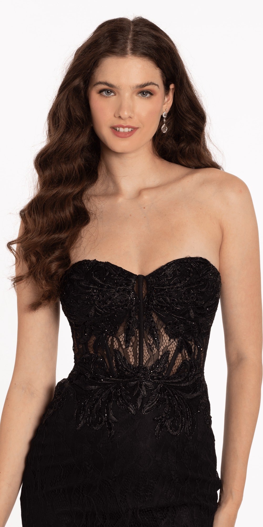 Satin Plunge Corset Mermaid Dress with Chiffon Tiers