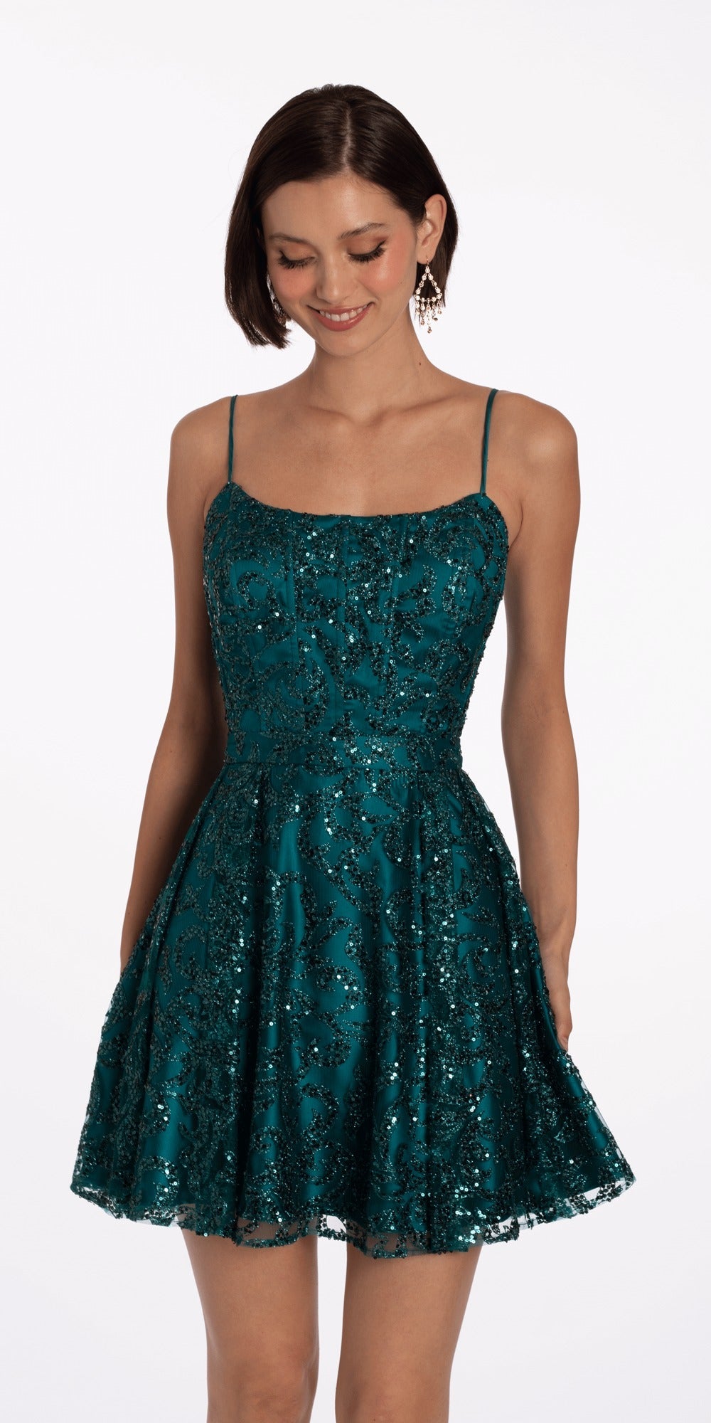 Rhinestone Illusion Strapless Glitter Corset Trumpet Dress with Shawl