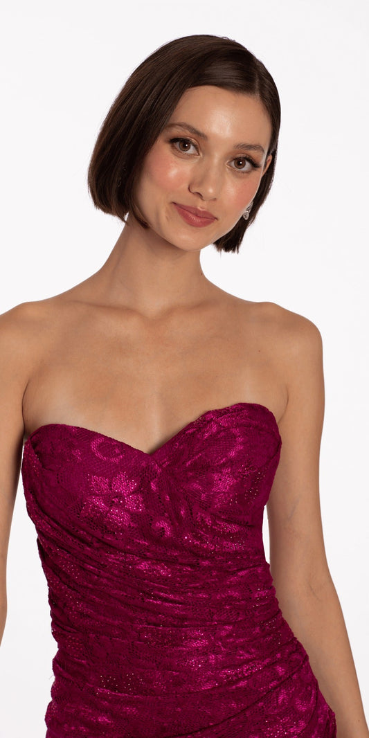 Strapless Beaded Mermaid Dress with Mesh Ruffle Godets