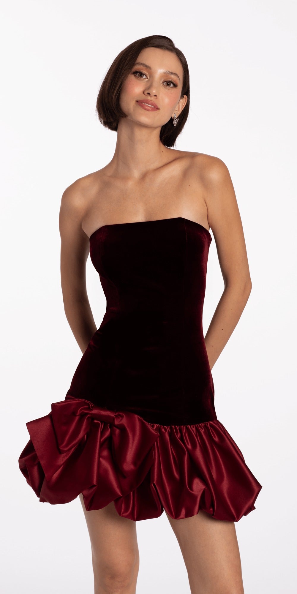 Off the Shoulder Scuba Dress with Side Ruffle