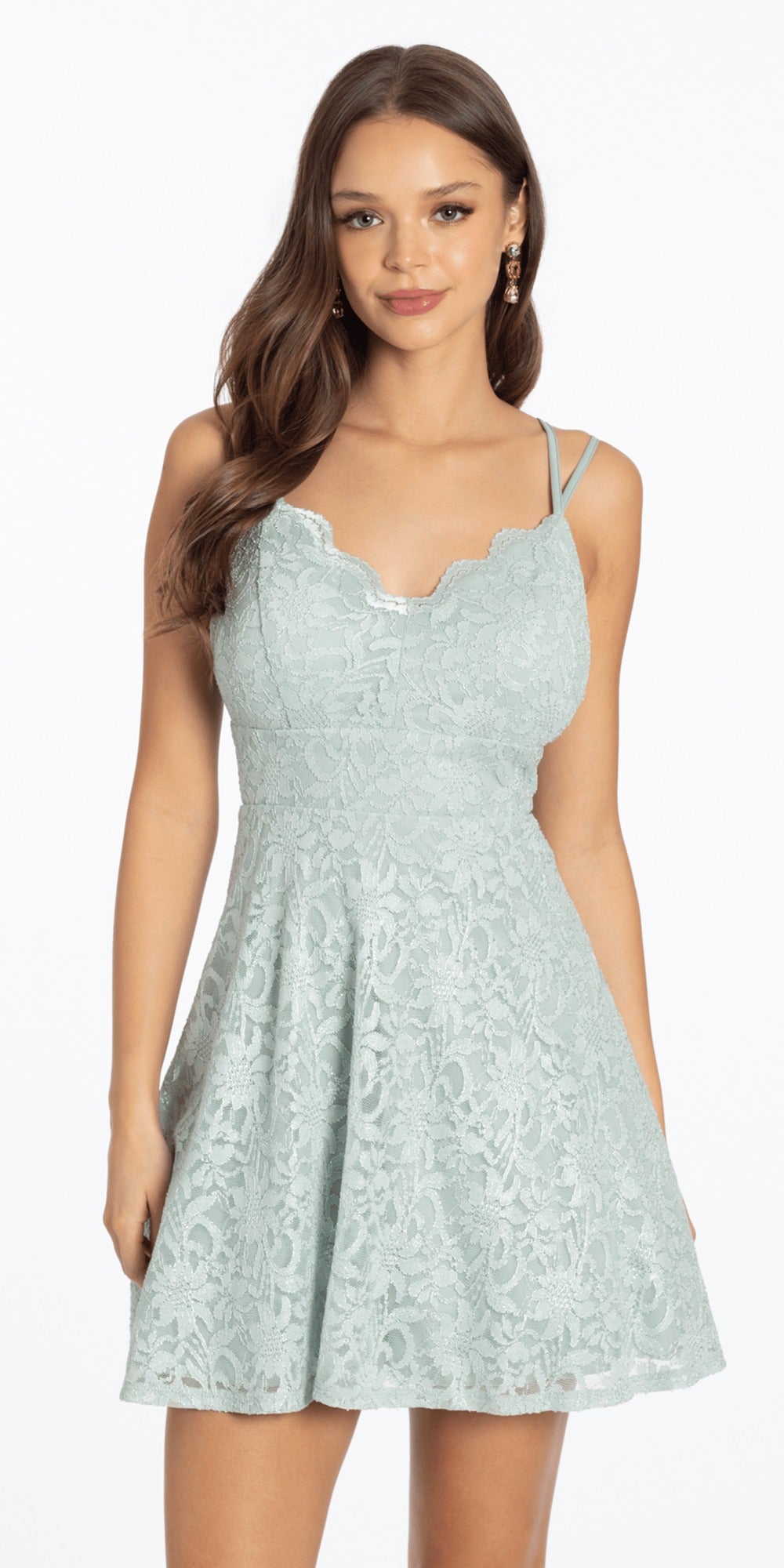 Sequin Lace Up Dress with Side Slit