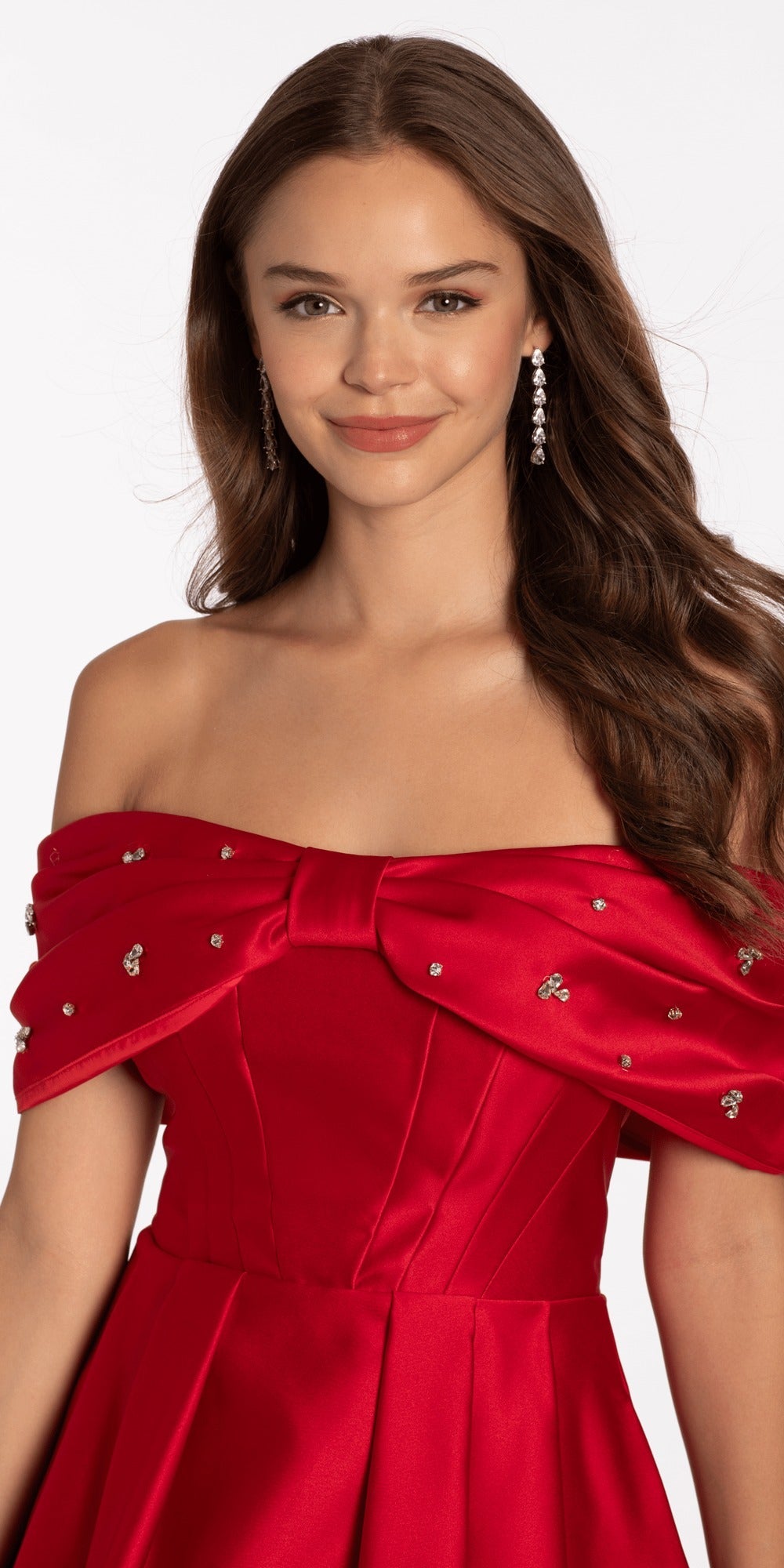 Foil Satin Twist Bodice Corset Column Dress with Side Slit
