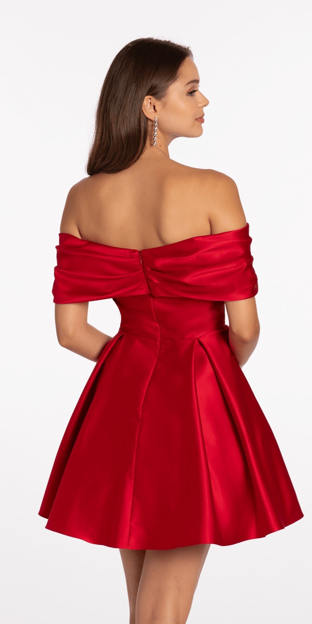 Foil Satin Twist Bodice Corset Column Dress with Side Slit