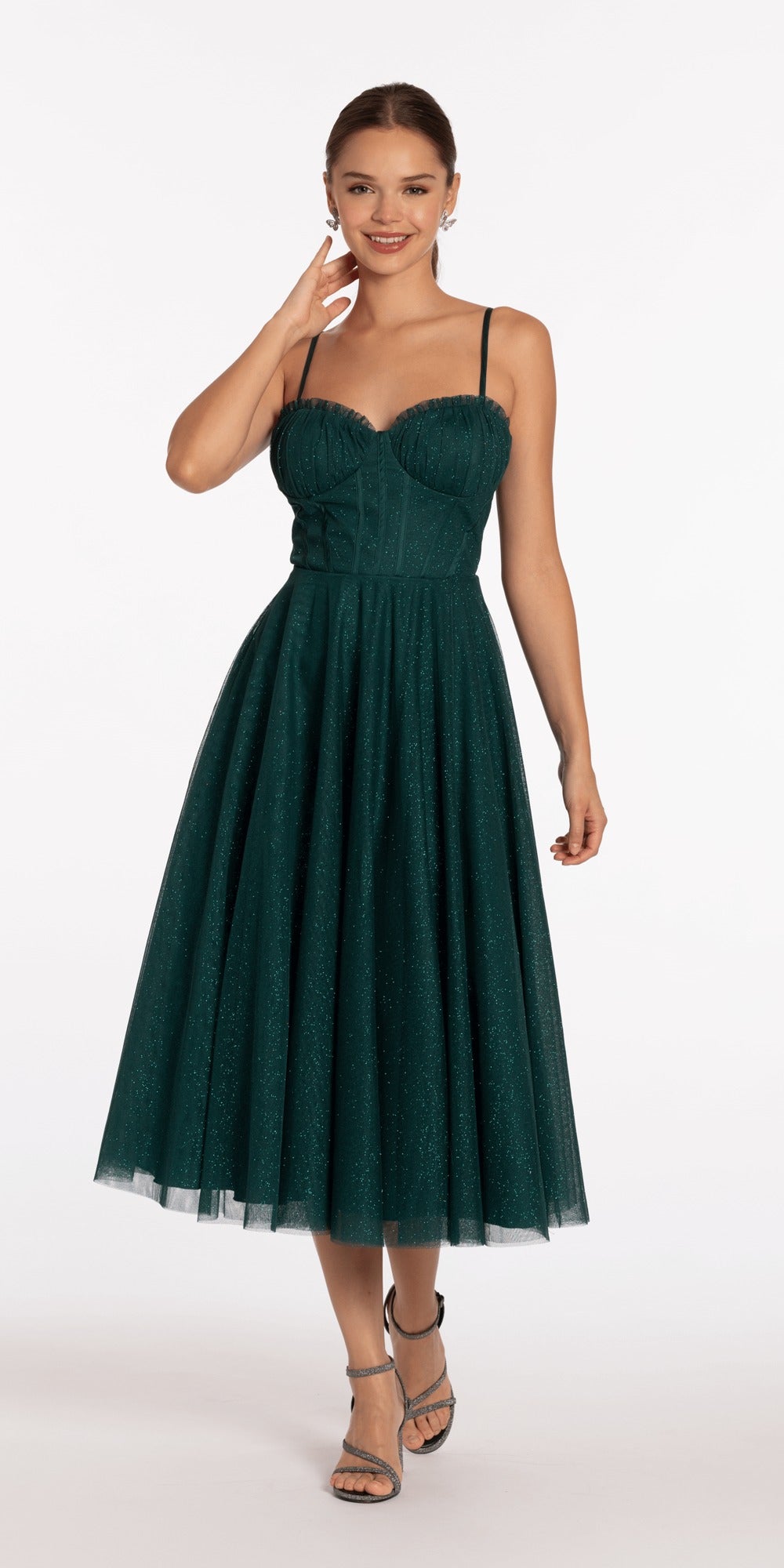 Sweetheart Triple Rose Peek-a-Boo Floral Mesh Tiered Ballgown