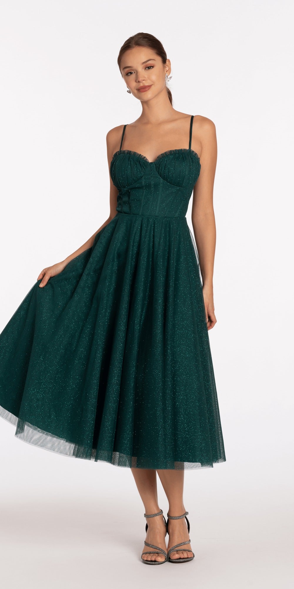 Sweetheart Triple Rose Peek-a-Boo Floral Mesh Tiered Ballgown