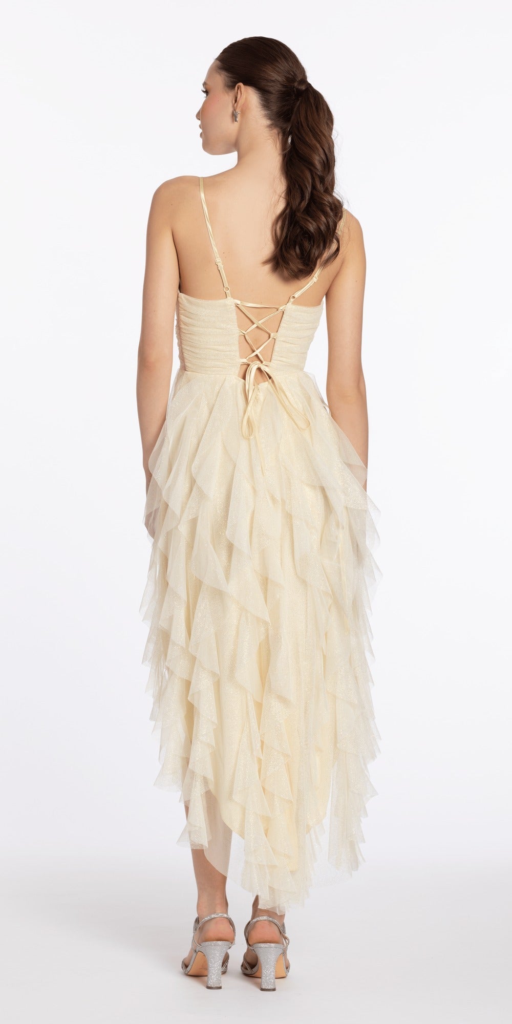One Shoulder Taffeta Tiered Hem Mermaid Dress