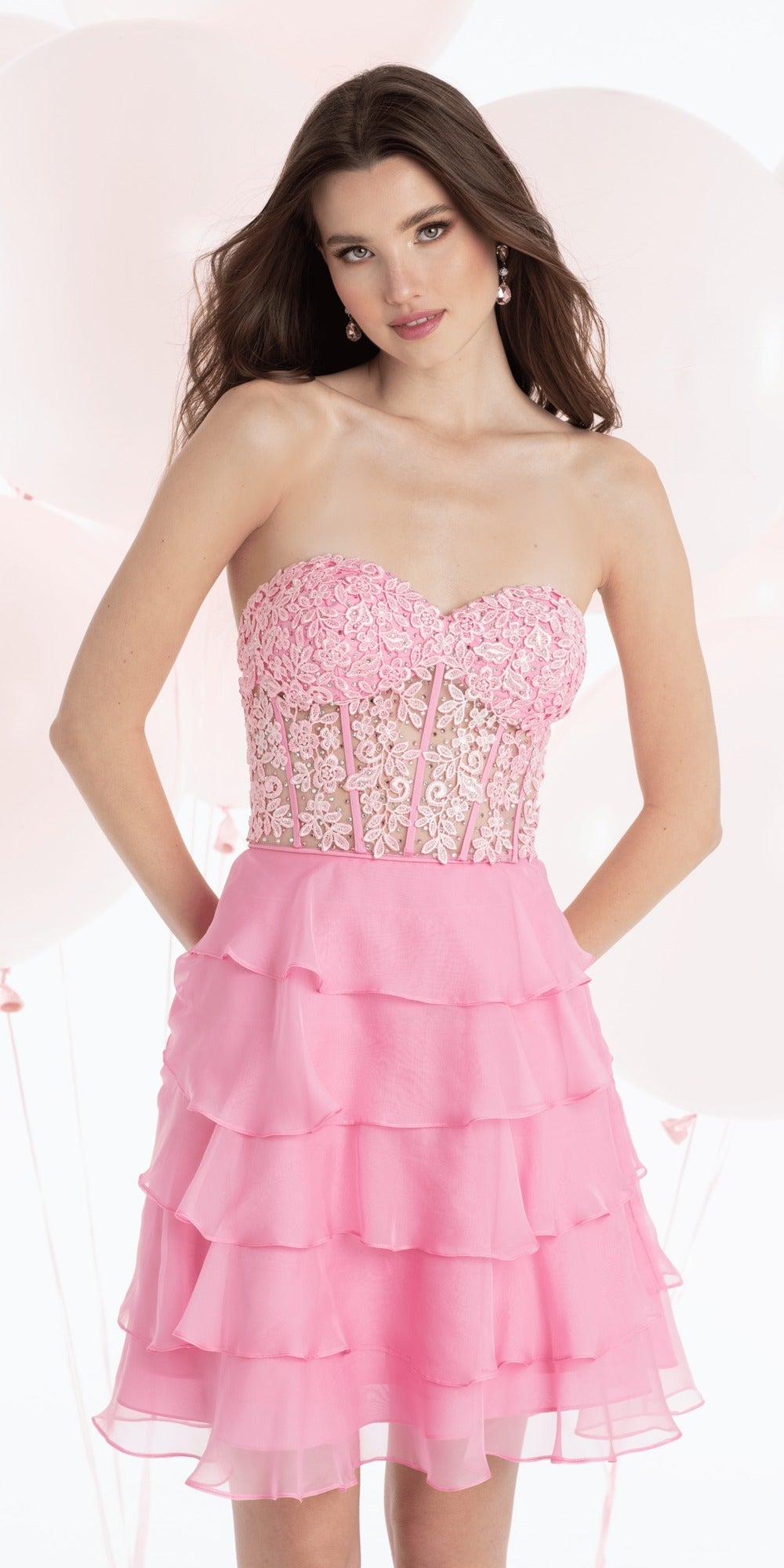 Floral Embellished Mesh Halter Lace Up Back Trumpet Dress