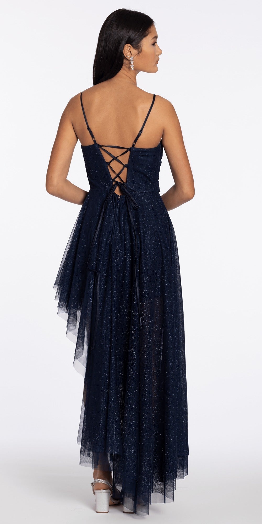 Strapless Embellished Drape Corset Jersey Column Dress