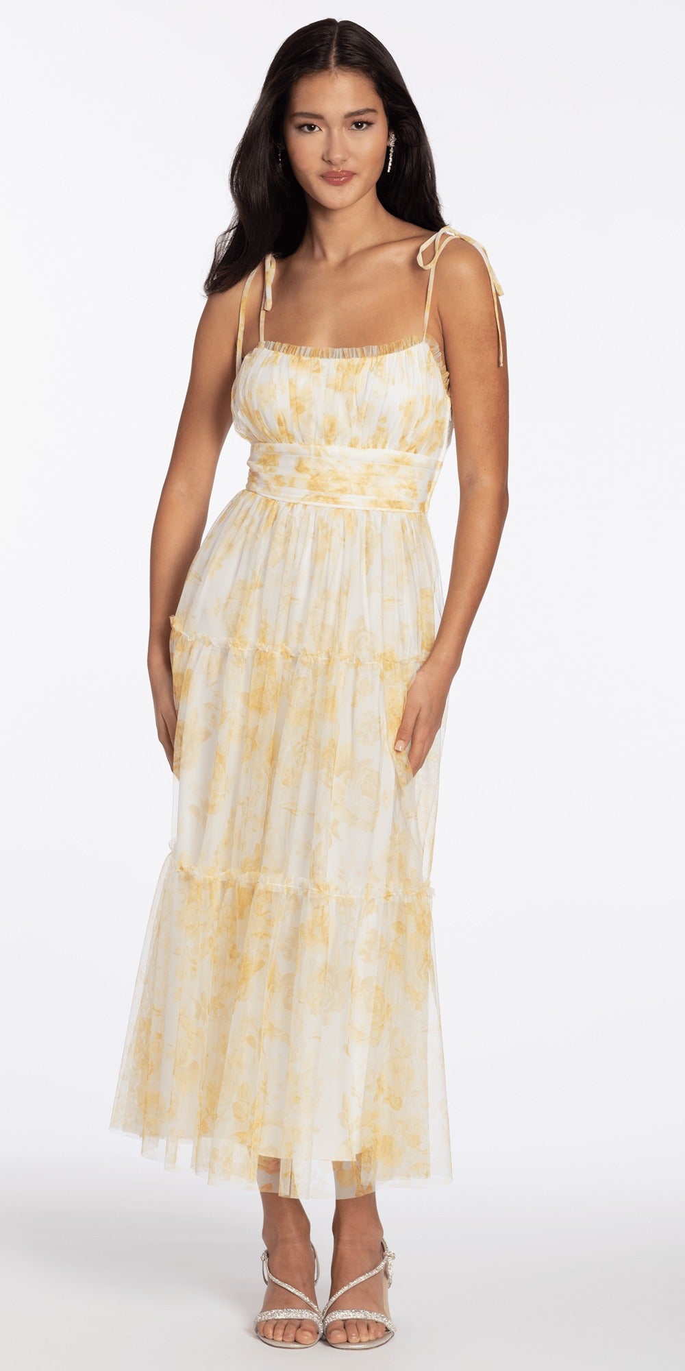 Plunging Embroidered Sequin Open Triple X Back Dress