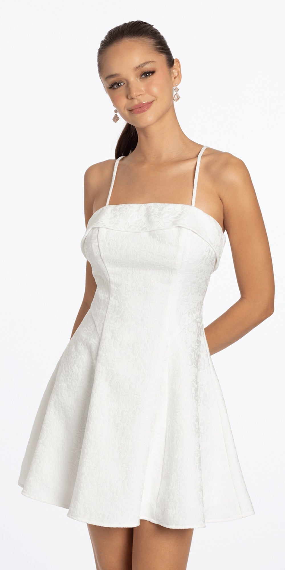 Crepe One Shoulder Ruffle Midi Dress with Ruching