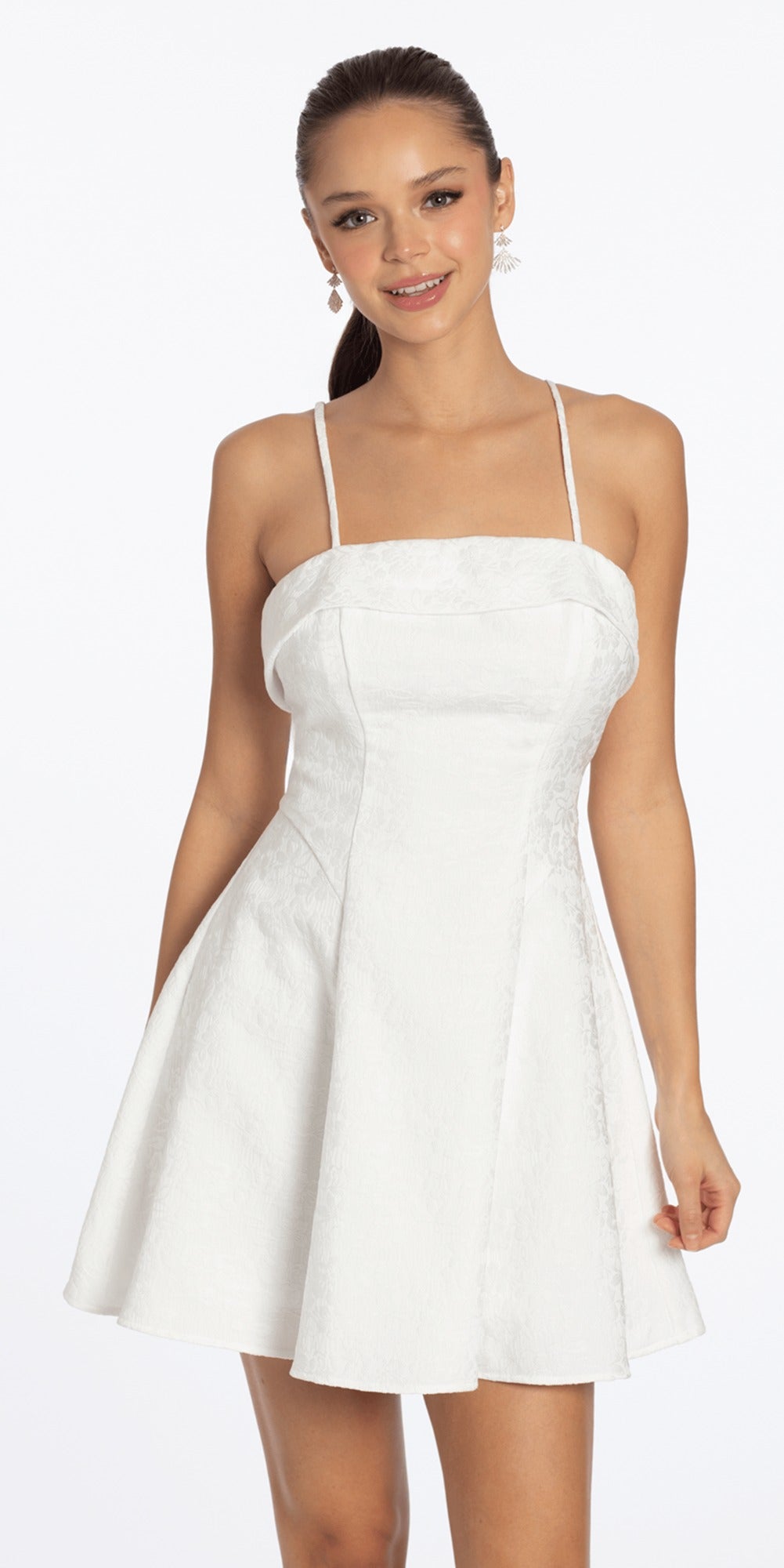 Crepe One Shoulder Ruffle Midi Dress with Ruching