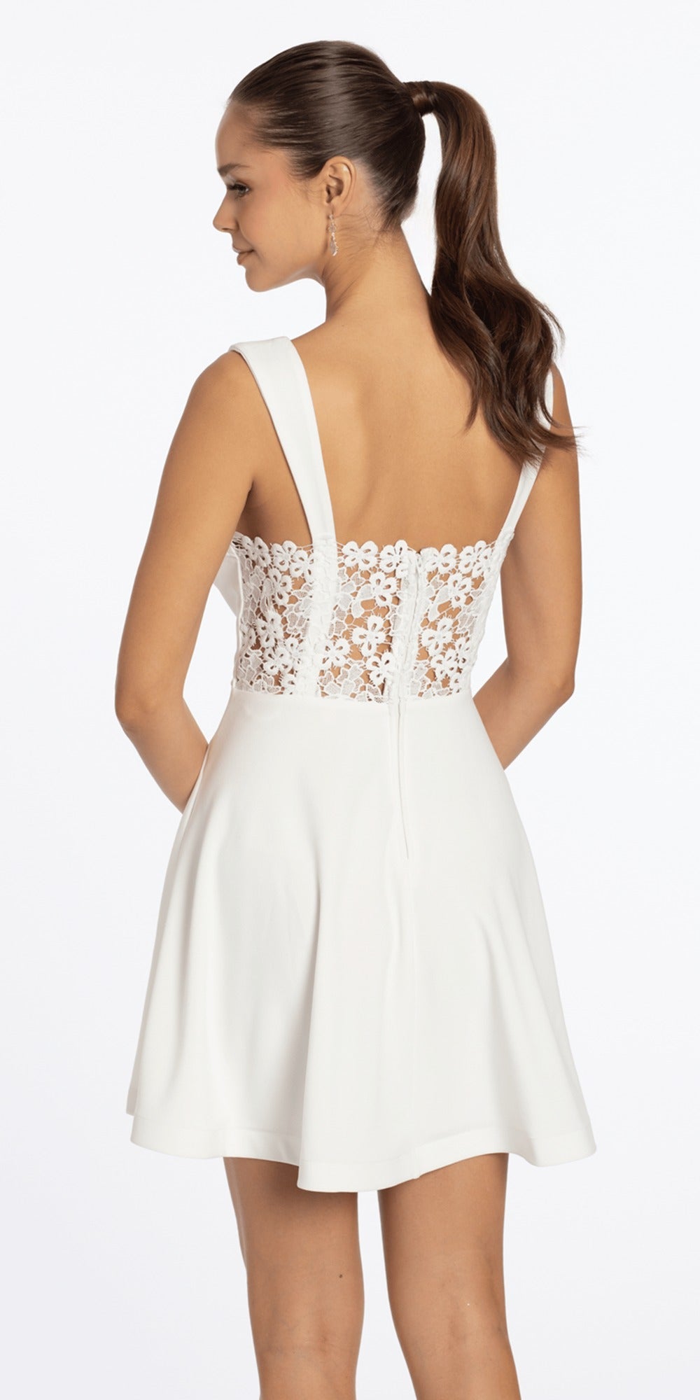 Floral Lace Fit and Flare Dress with Satin Bow