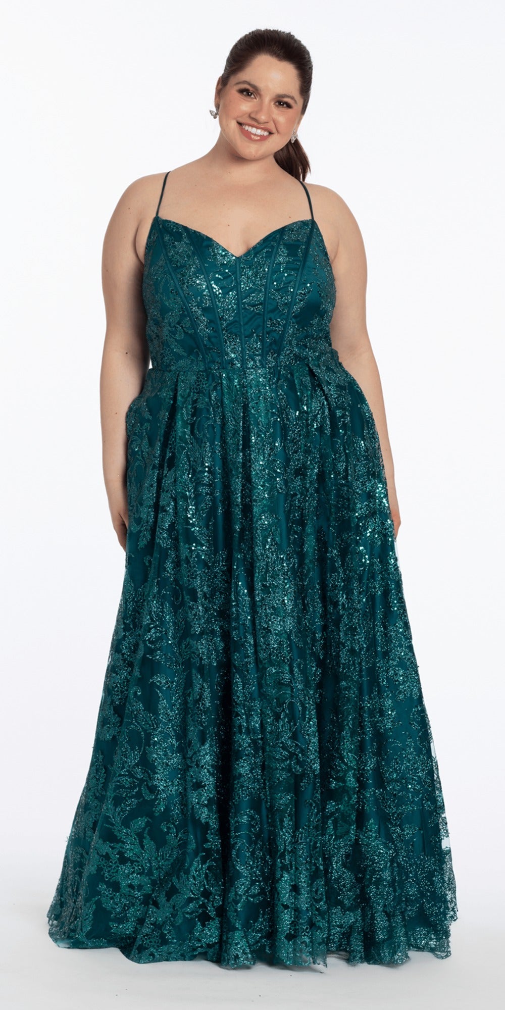 Crepe Racer Back Halter High-Low Dress with Side Cascade