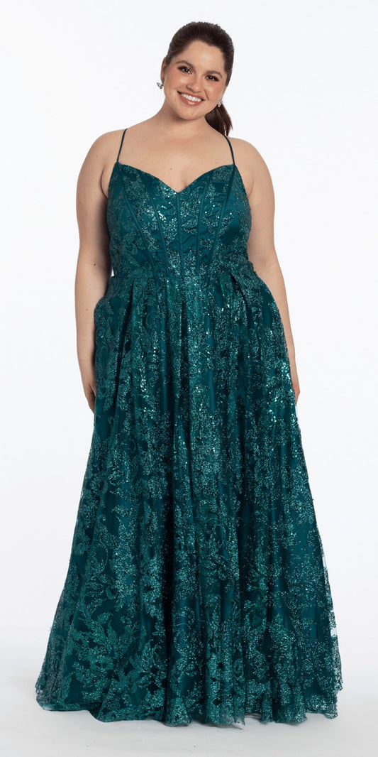 Crepe Racer Back Halter High-Low Dress with Side Cascade