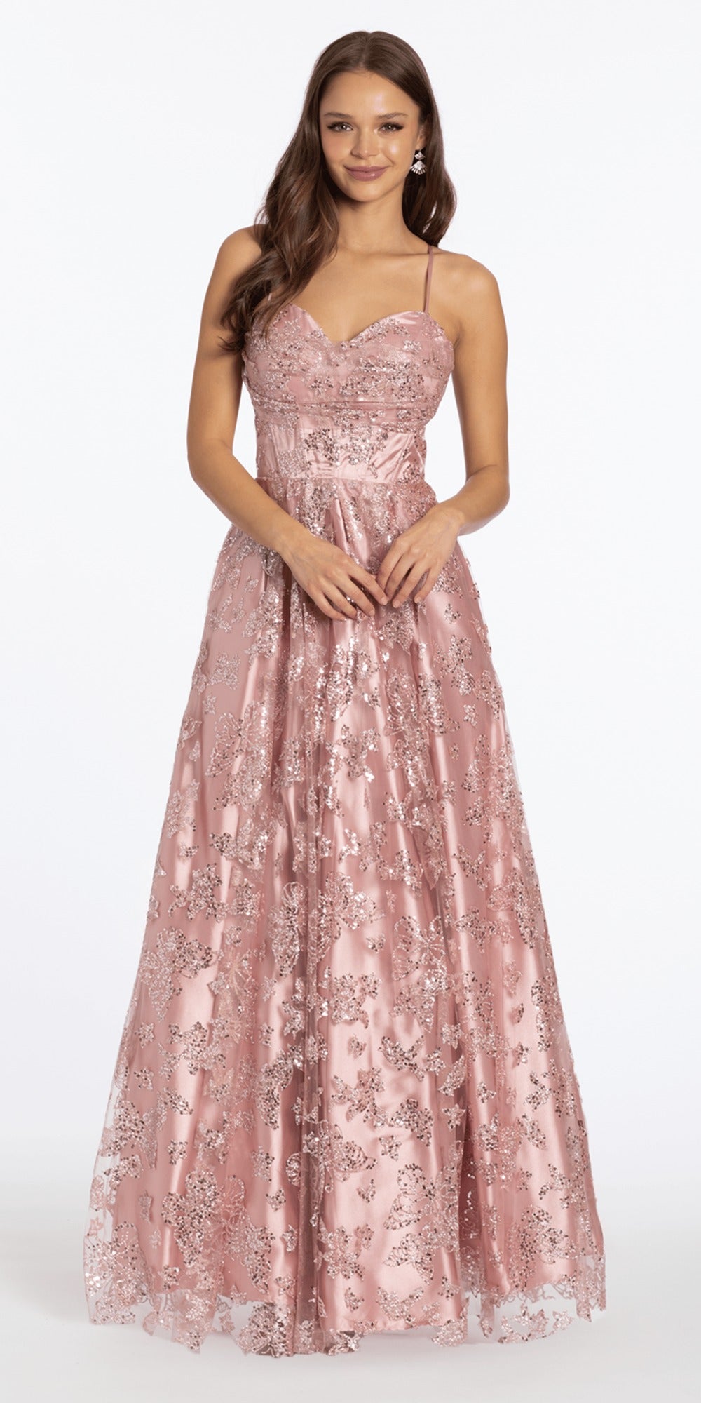 Crepe Racer Back Halter High-Low Dress with Side Cascade