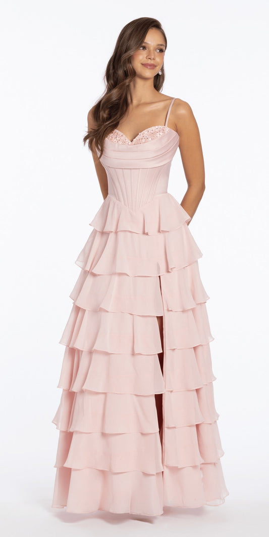 Foil Jacquard One Shoulder A Line Dress with Keyhole