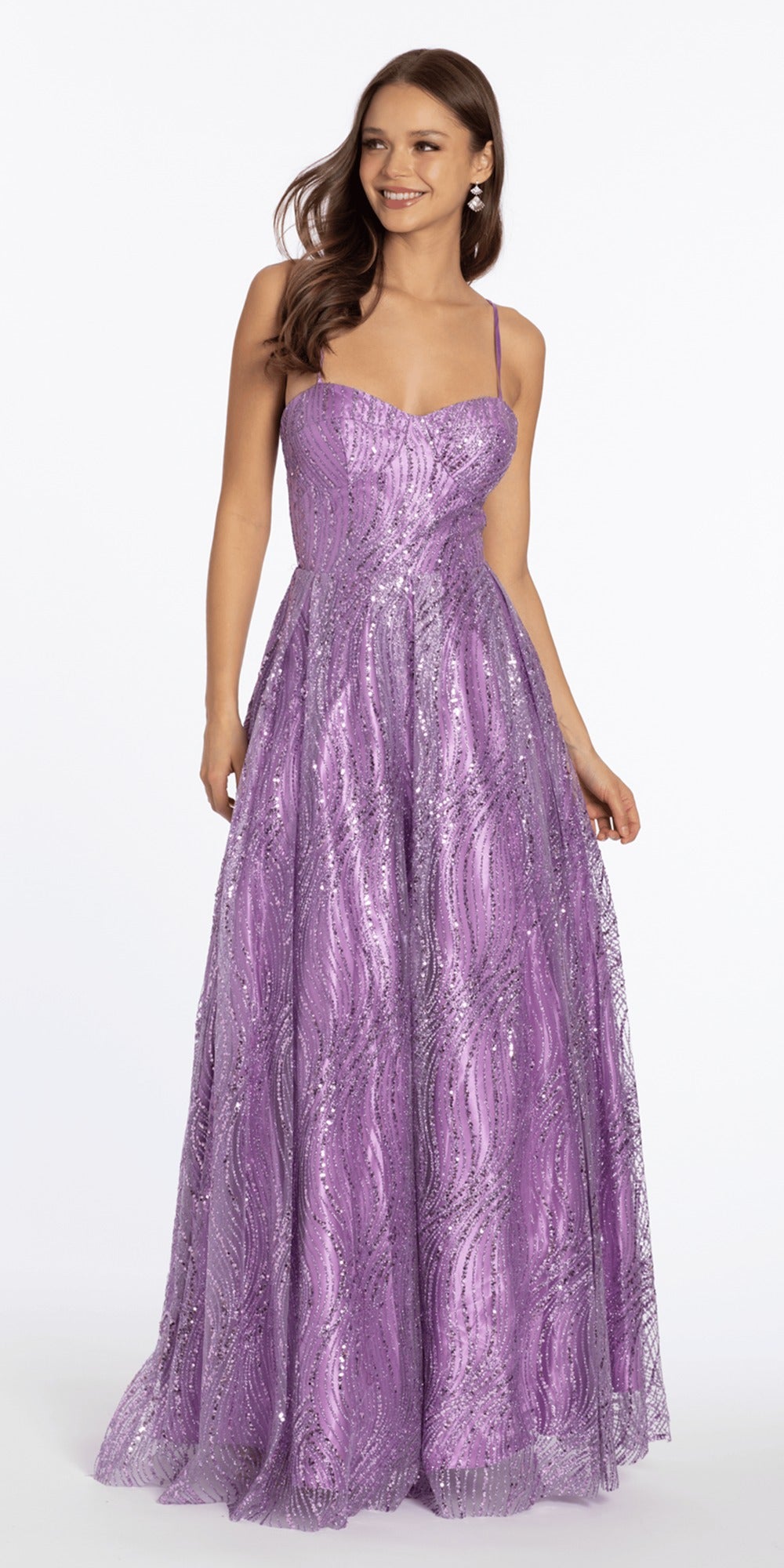Foil Jacquard One Shoulder A Line Dress with Keyhole