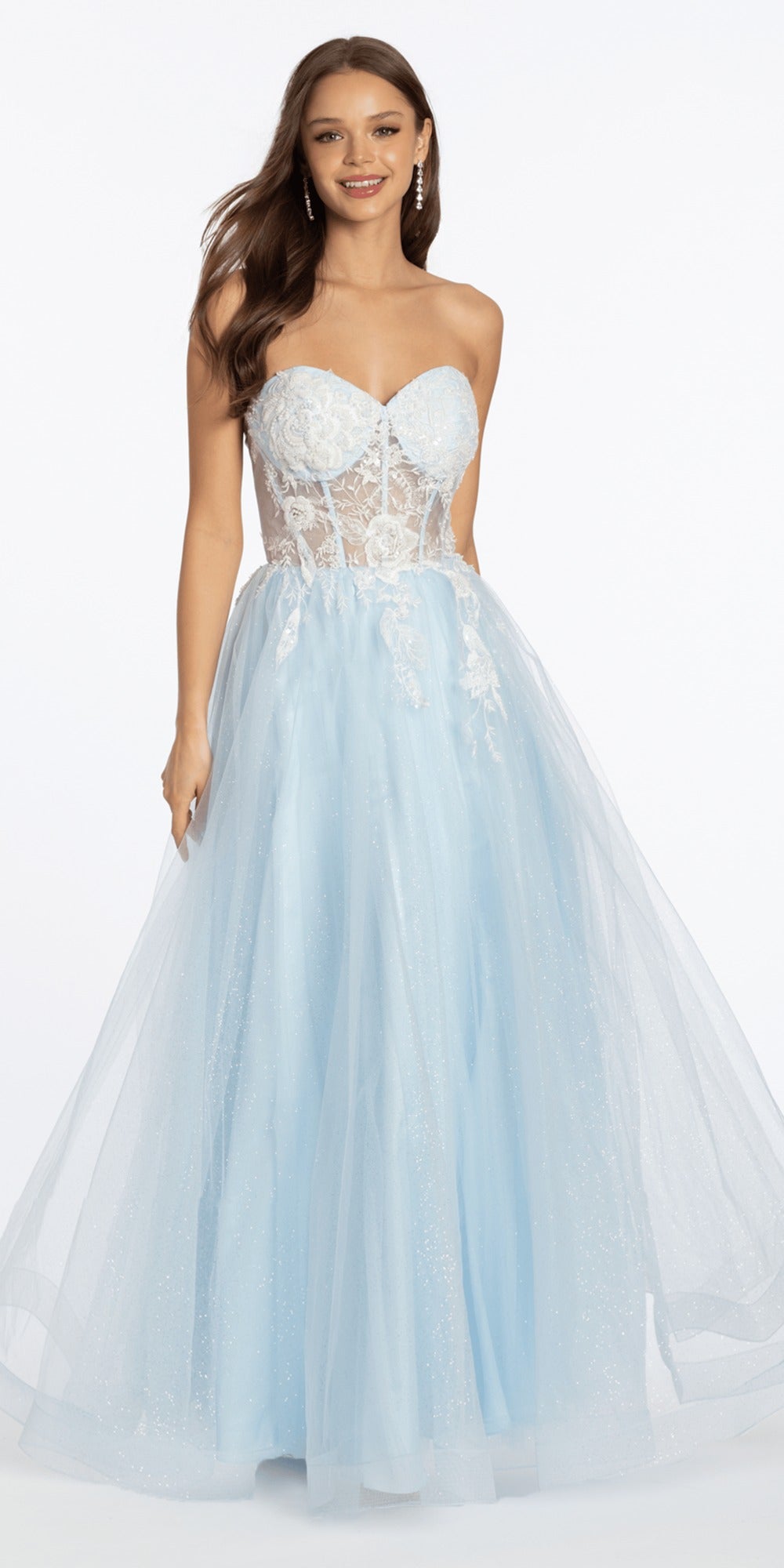 Glitter Mesh Sweetheart Corset Lace Up Back Skater Dress
