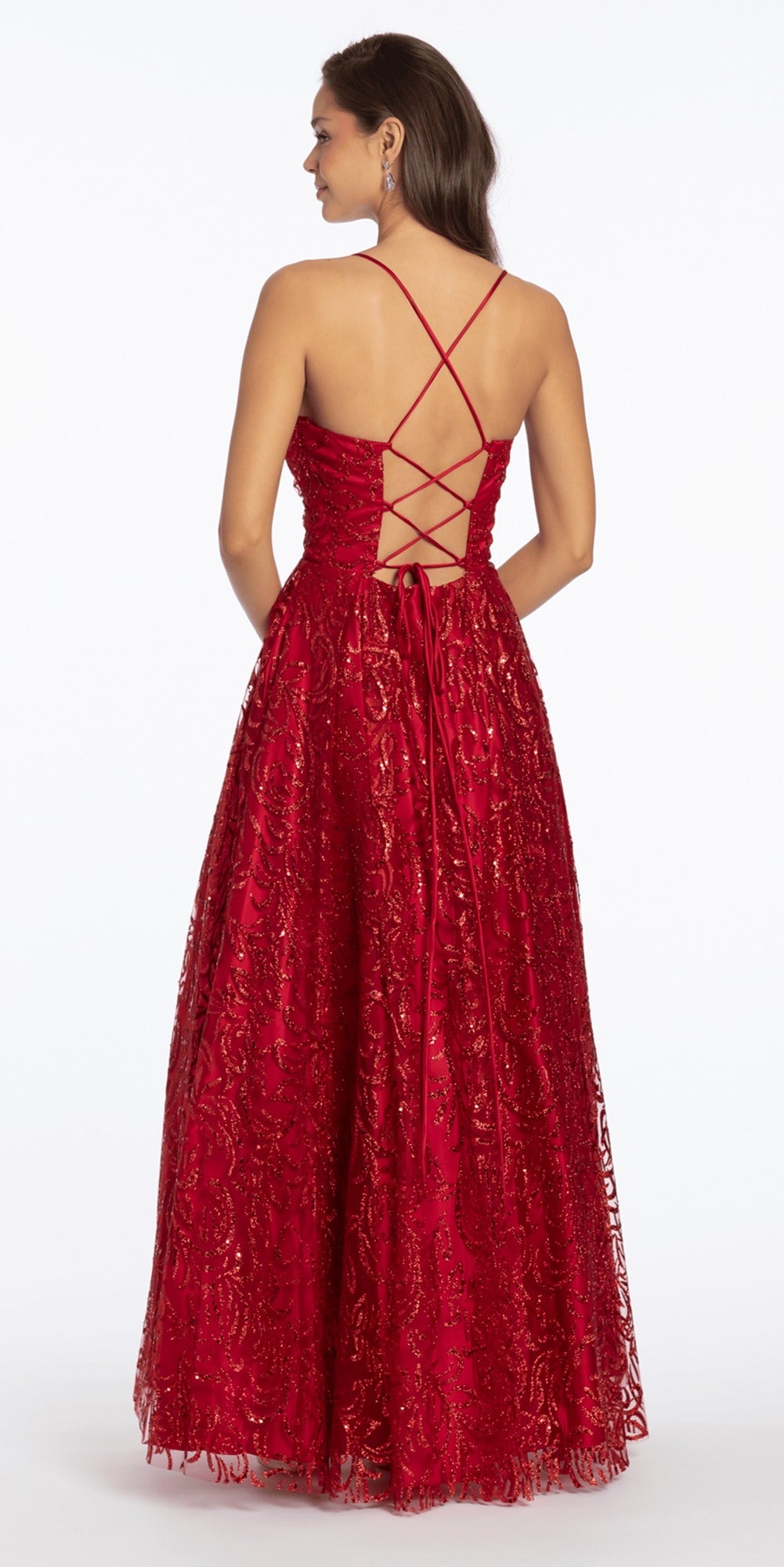 Jersey Off the Shoulder Column Dress with Beaded Side Panels