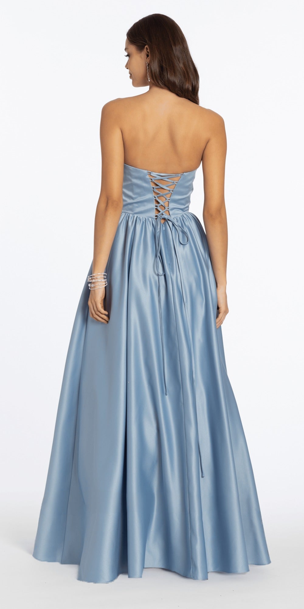 Sweetheart Rhinestone Glitter Mesh Corset Column Dress