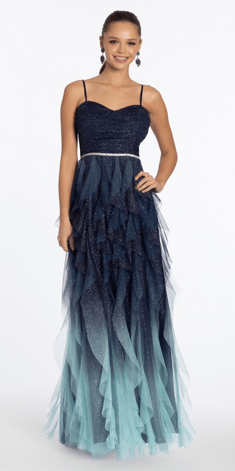 Sweetheart Rhinestone Glitter Mesh Corset Column Dress
