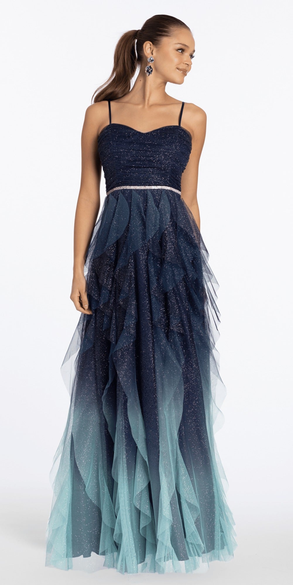 Sweetheart Rhinestone Glitter Mesh Corset Column Dress