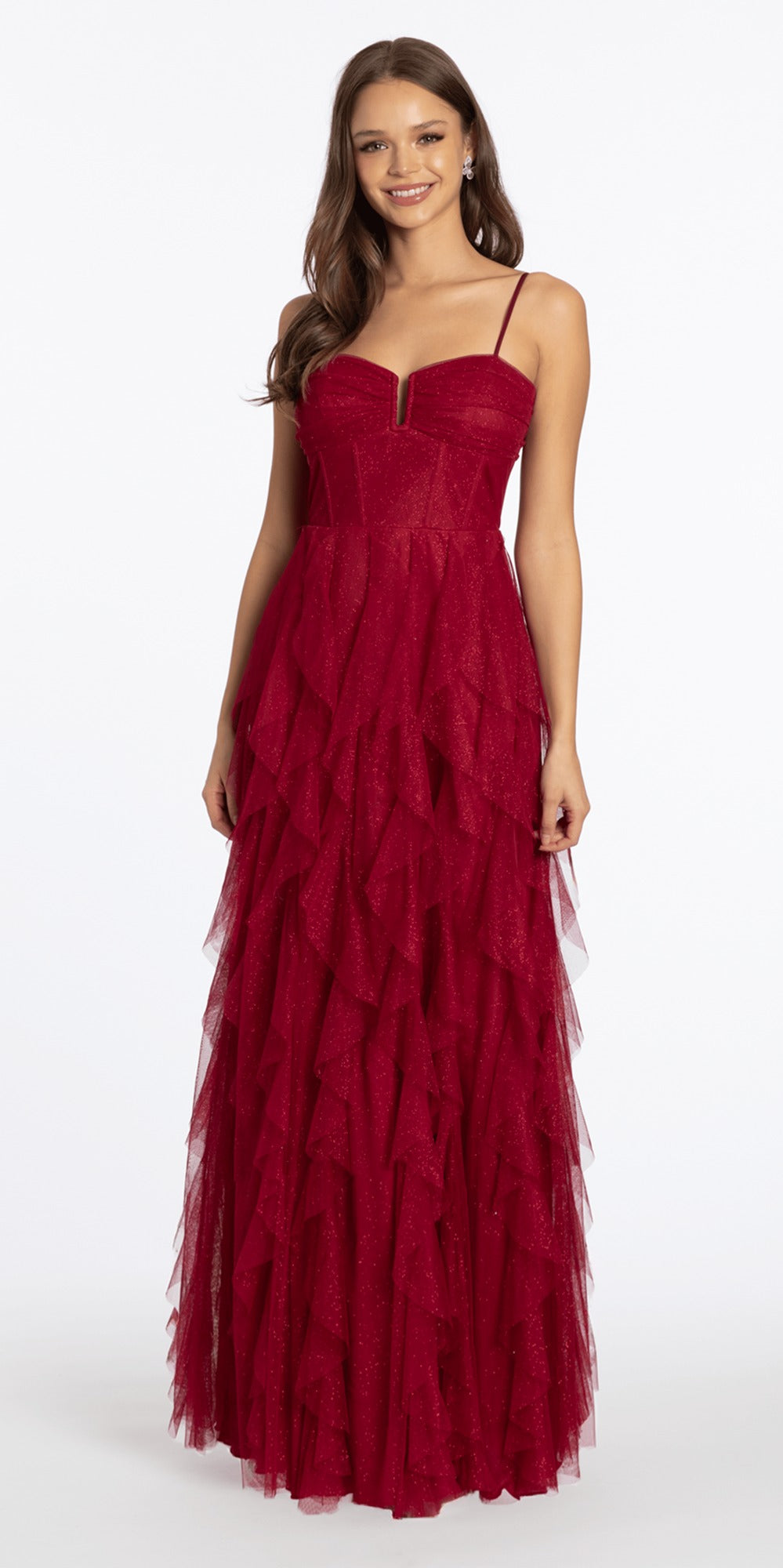 Satin Embellished Corset Column Dress with Side Drape