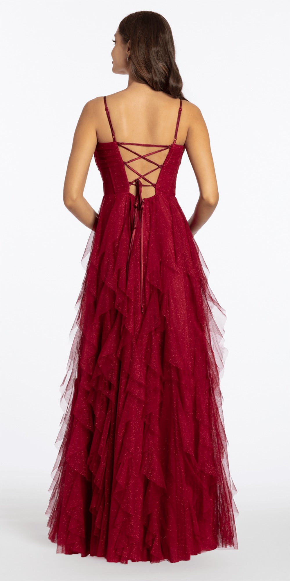 Satin Embellished Corset Column Dress with Side Drape