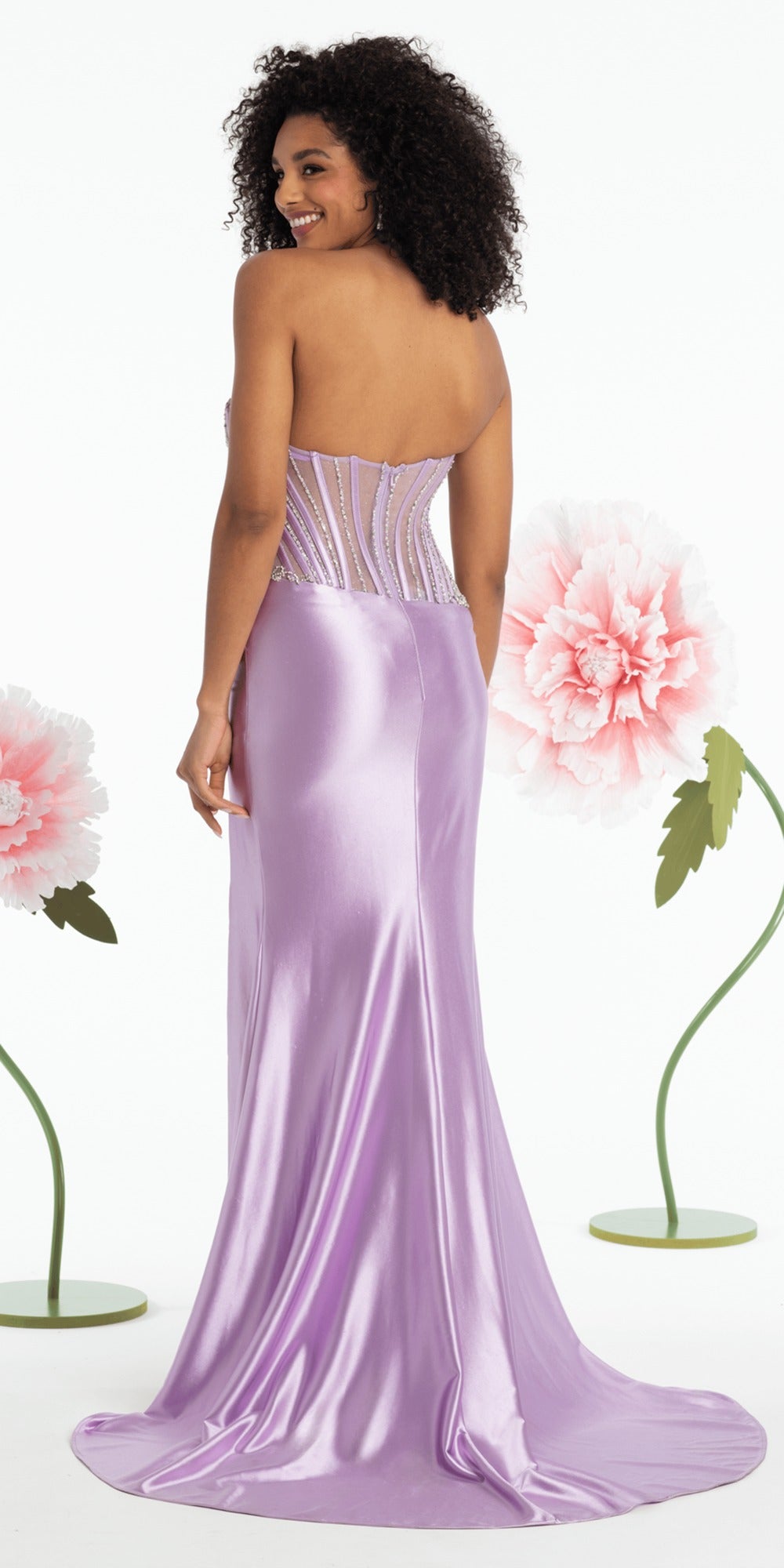 Sunburst Beaded Jersey Long Sleeve Jewel Neck Column Dress