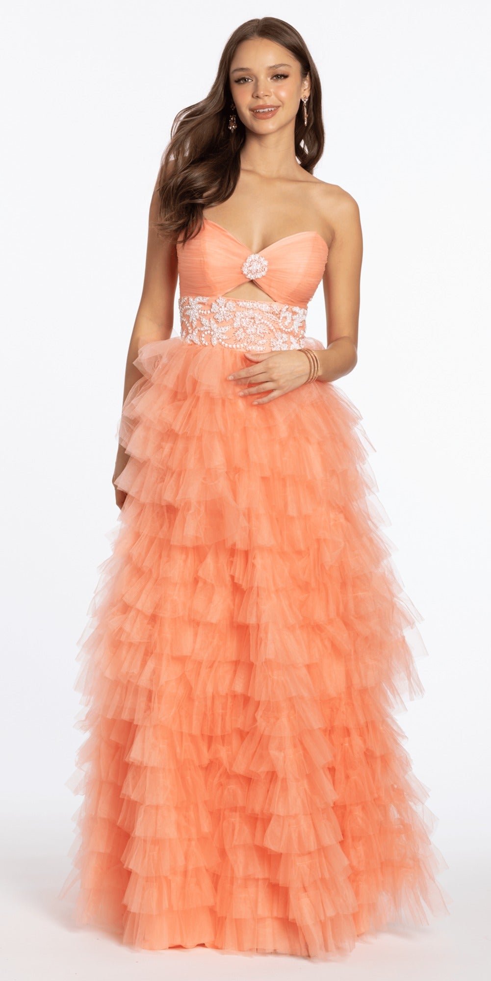 Sweetheart Floral Applique Mikado Ballgown with Pockets