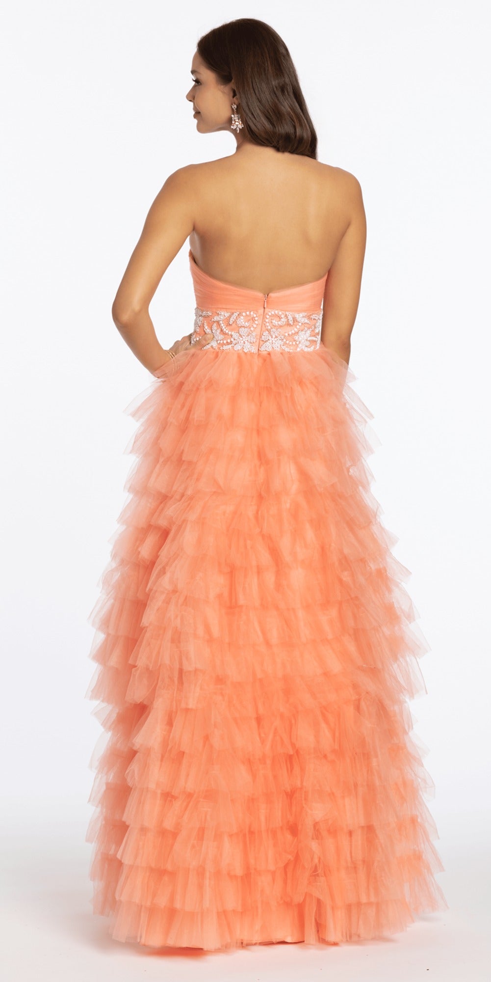 Sweetheart Floral Applique Mikado Ballgown with Pockets