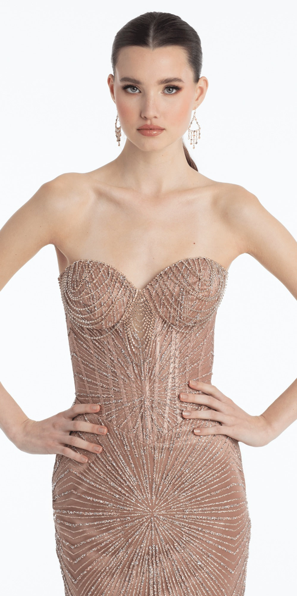 Beaded Mikado Off the Shoulder Ballgown with Pockets and Princess Pleats