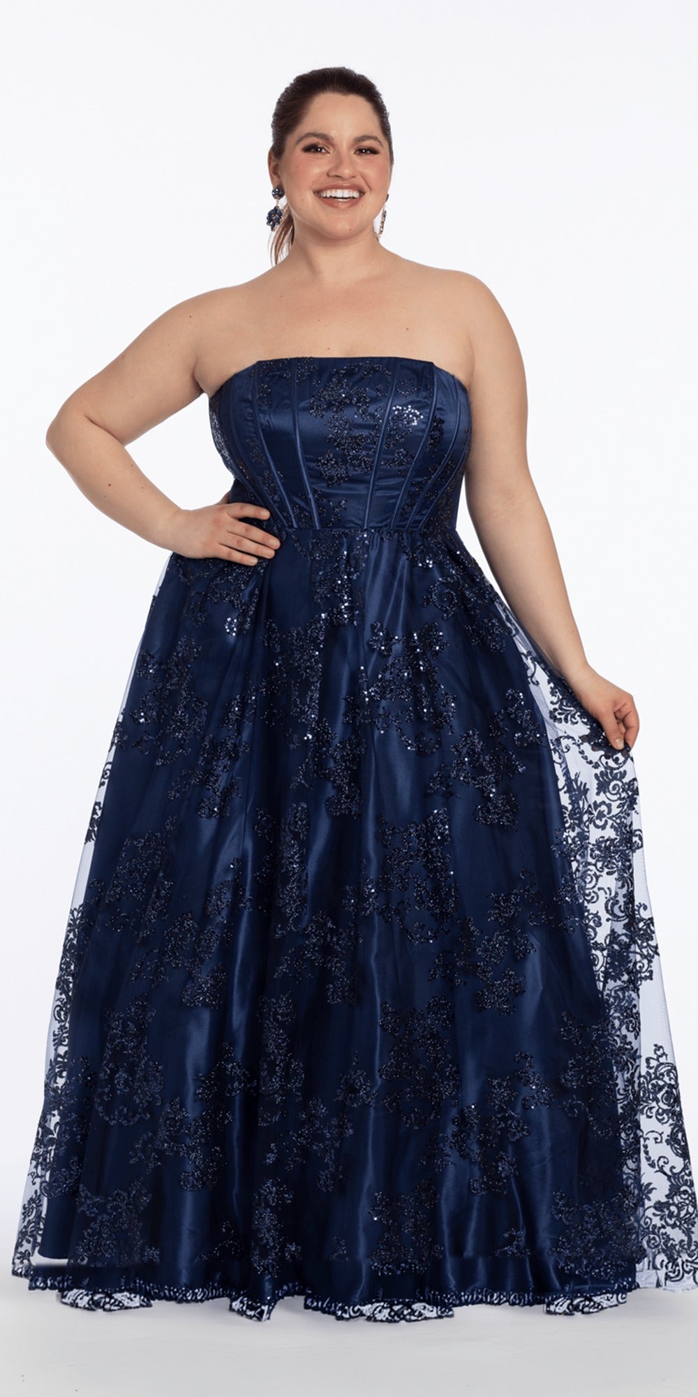 Jersey Drape Back Column Dress with Beaded Side Panels