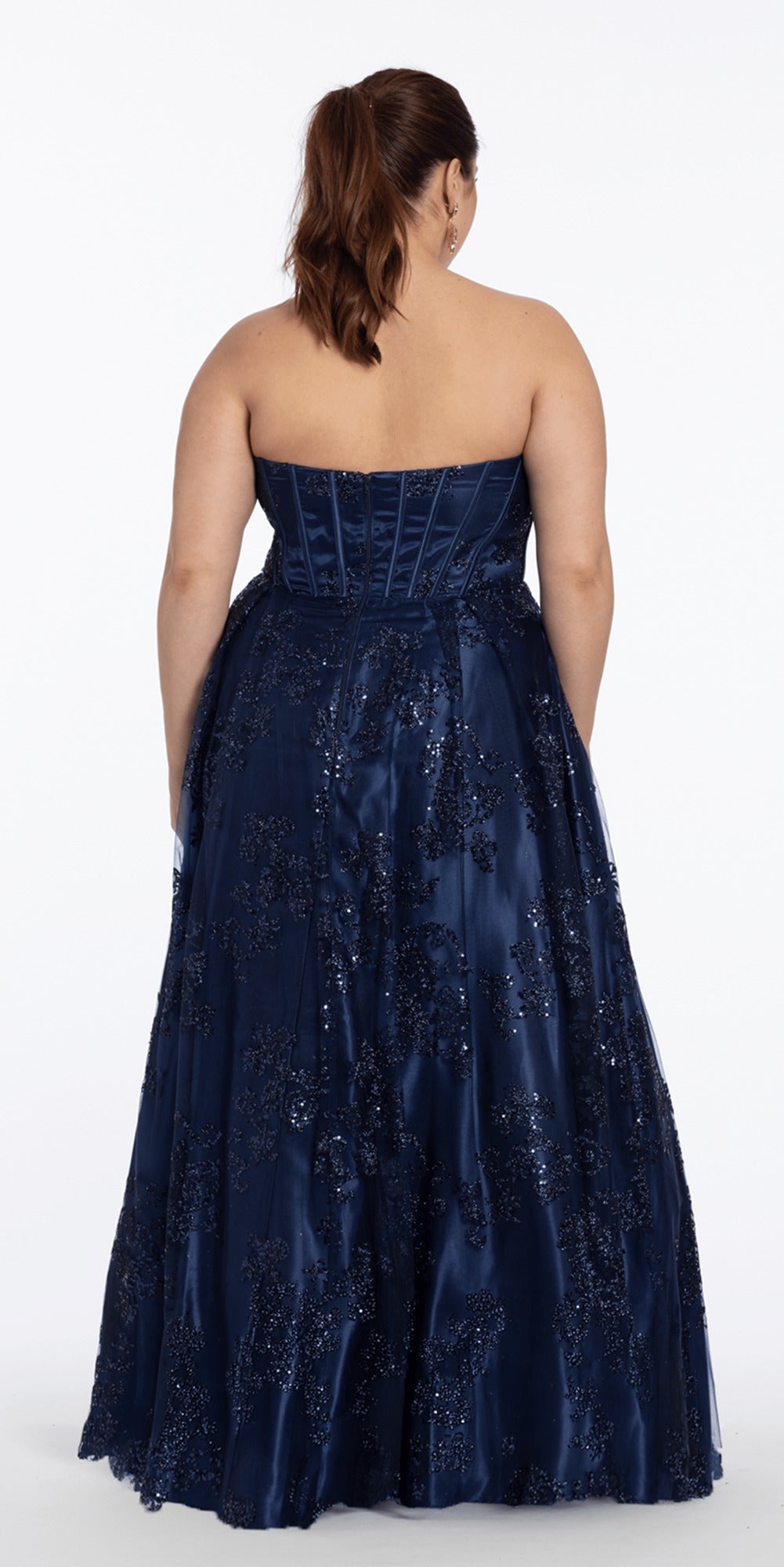 Jersey Drape Back Column Dress with Beaded Side Panels