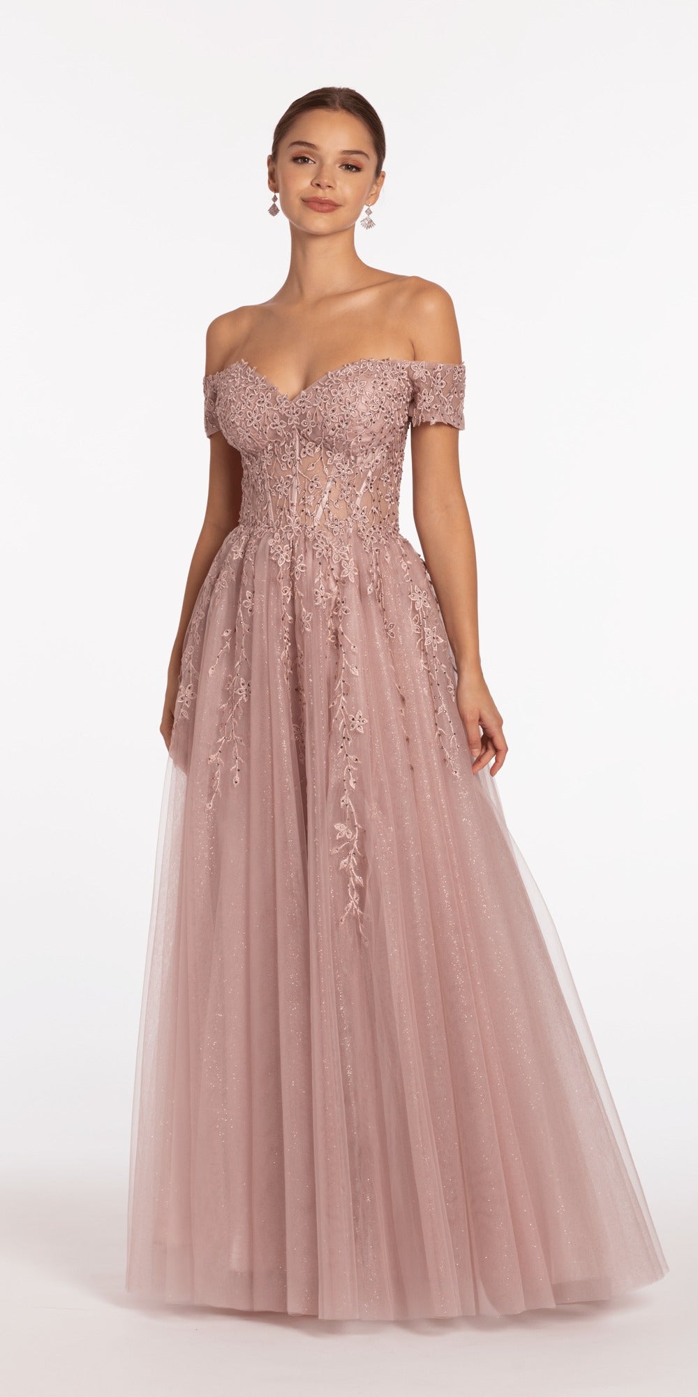 Jersey One Shoulder Mermaid Dress with Beaded Floral Applique