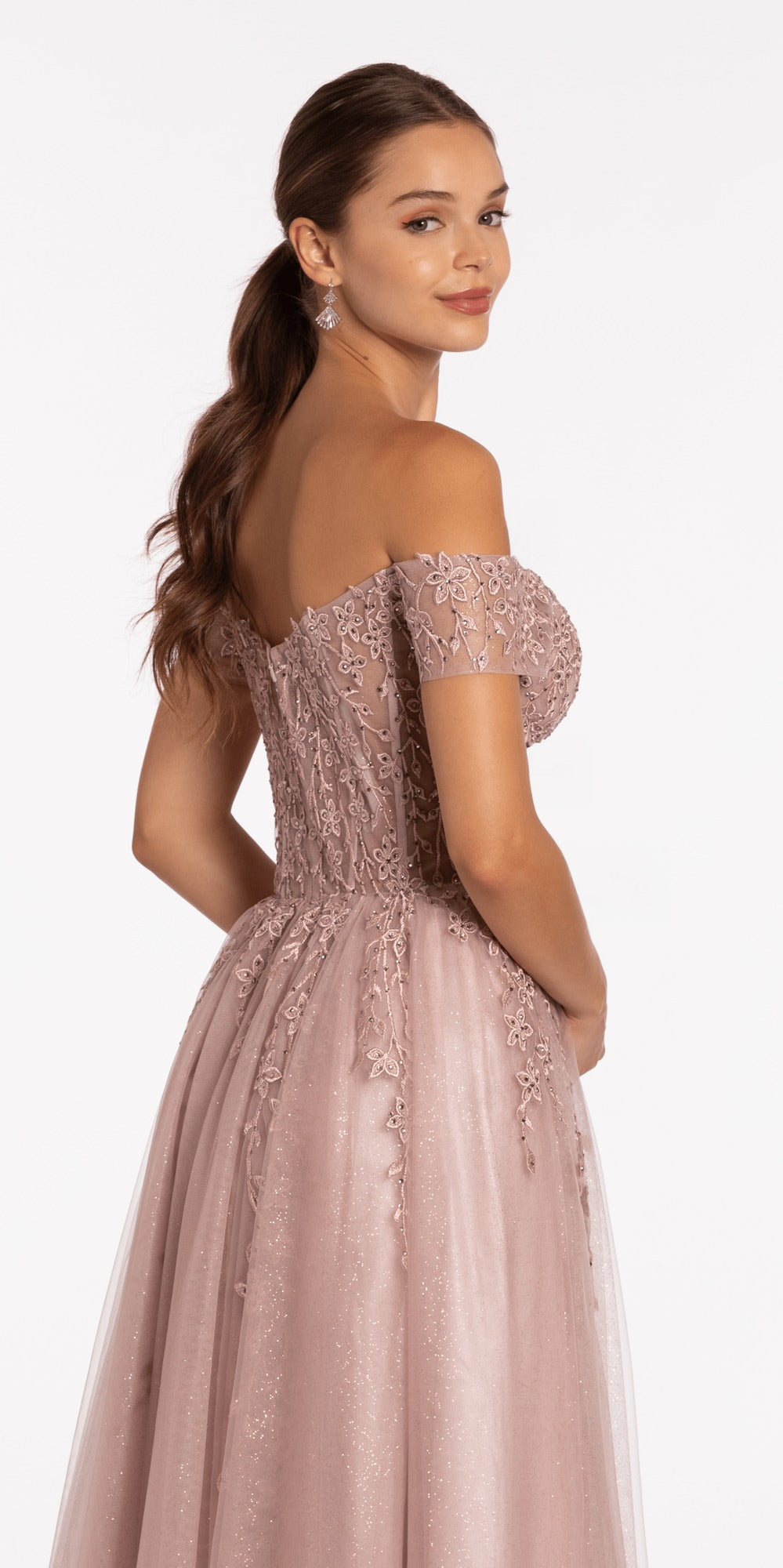 Jersey One Shoulder Mermaid Dress with Beaded Floral Applique