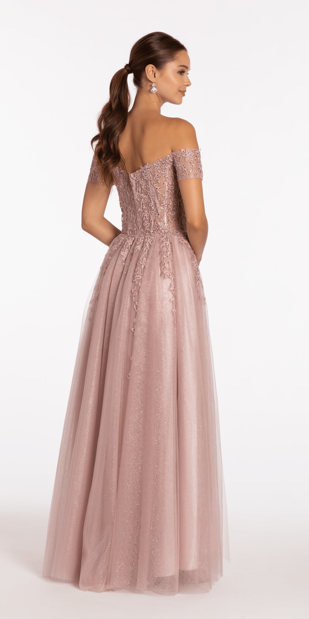 Jersey One Shoulder Mermaid Dress with Beaded Floral Applique