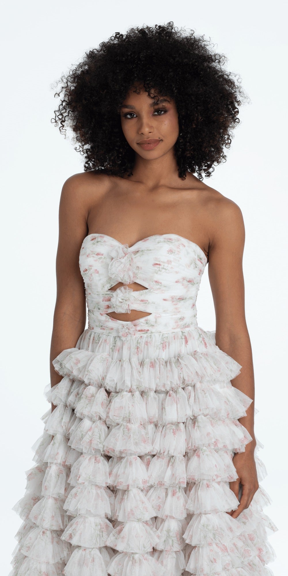 Foil Pleated Peek-a-Boo Halter Dress