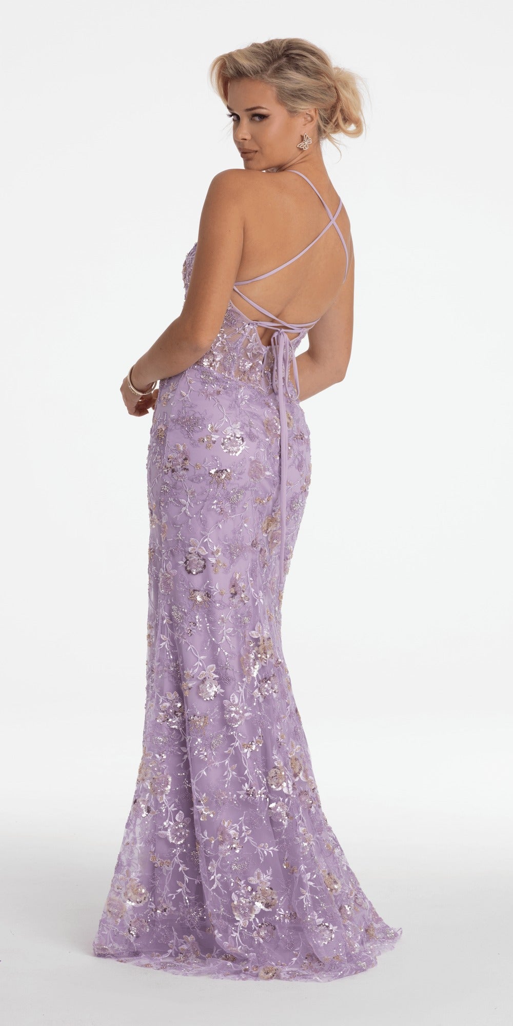 Two Tone Mesh Jewel Neck Cap Sleeve Column Dress with Ruching