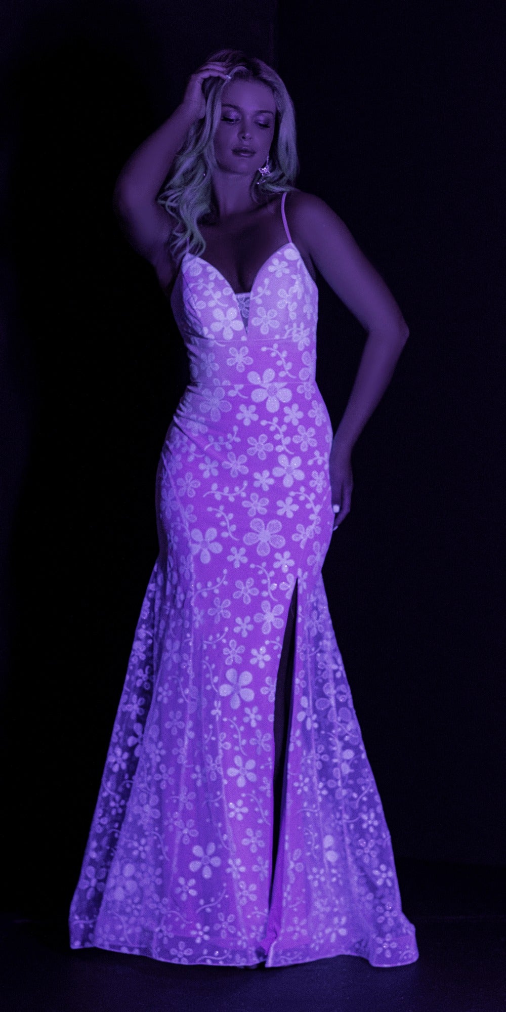 Glitter Mesh Corset Tea Length Dress with Pearl Waist