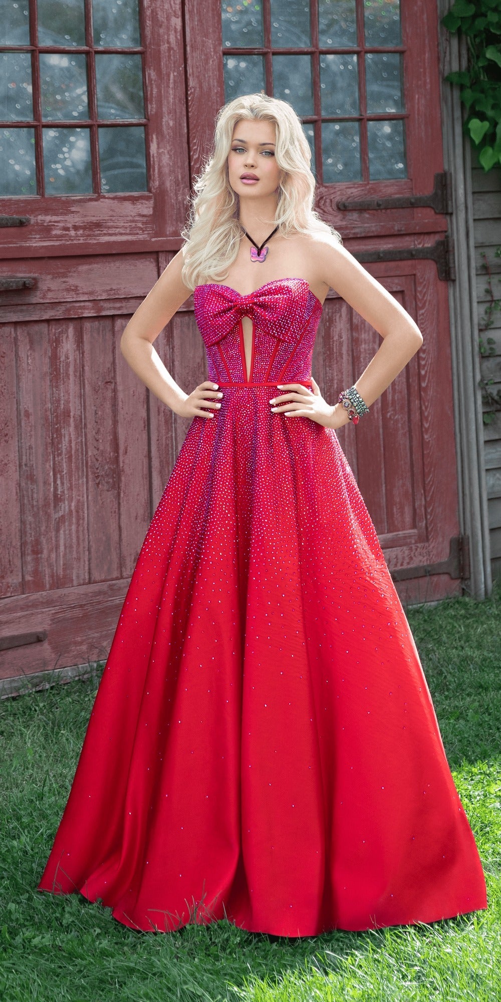 Satin Sweetheart Twist Corset Ballgown with Pockets