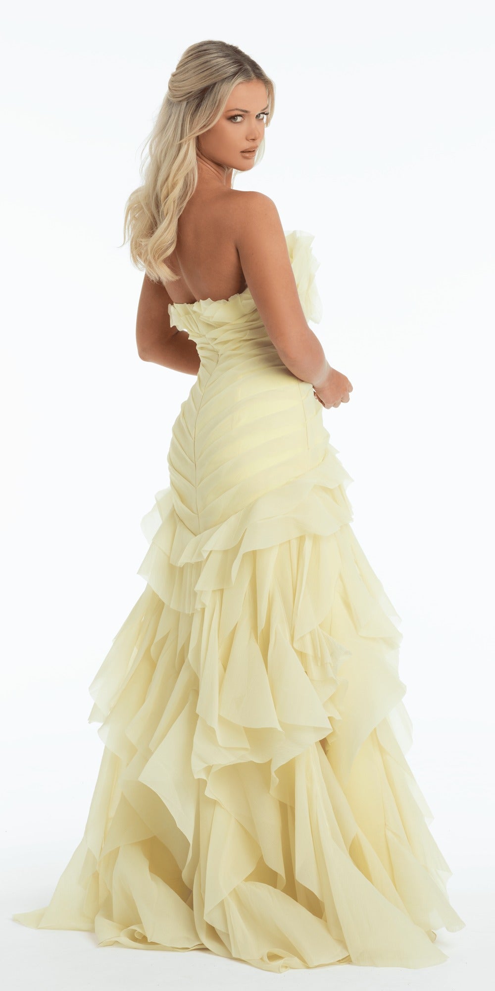 Mesh Beaded Cowl Neck Column Dress