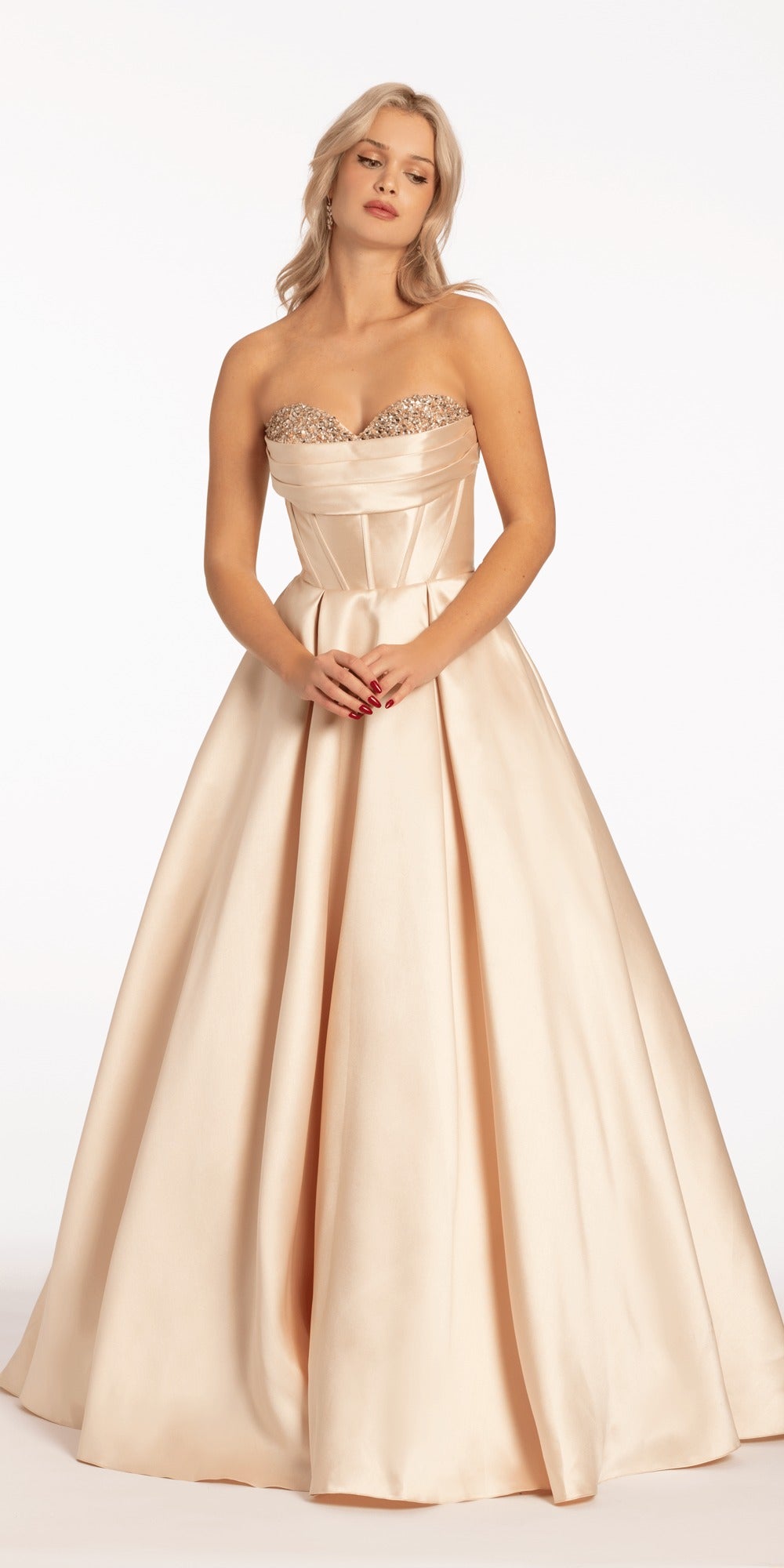 Strapless Beaded Embroidered Corset Trumpet Dress