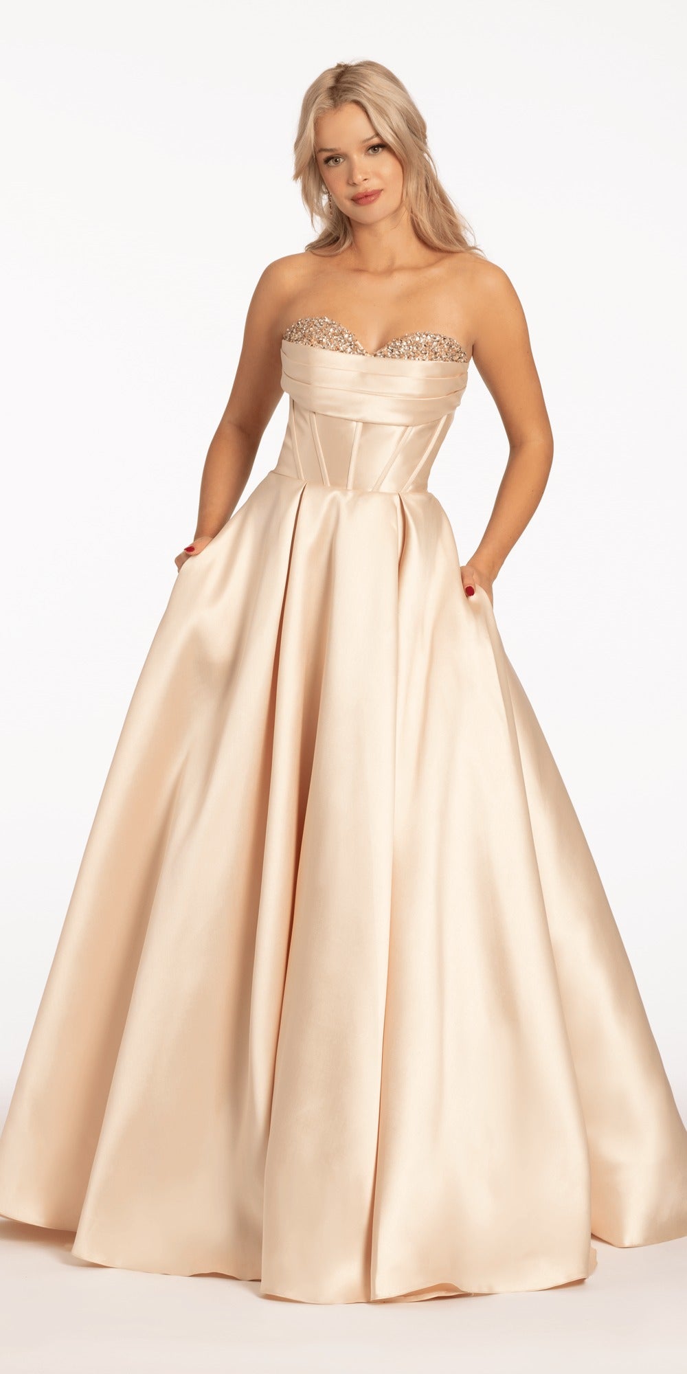 Strapless Beaded Embroidered Corset Trumpet Dress