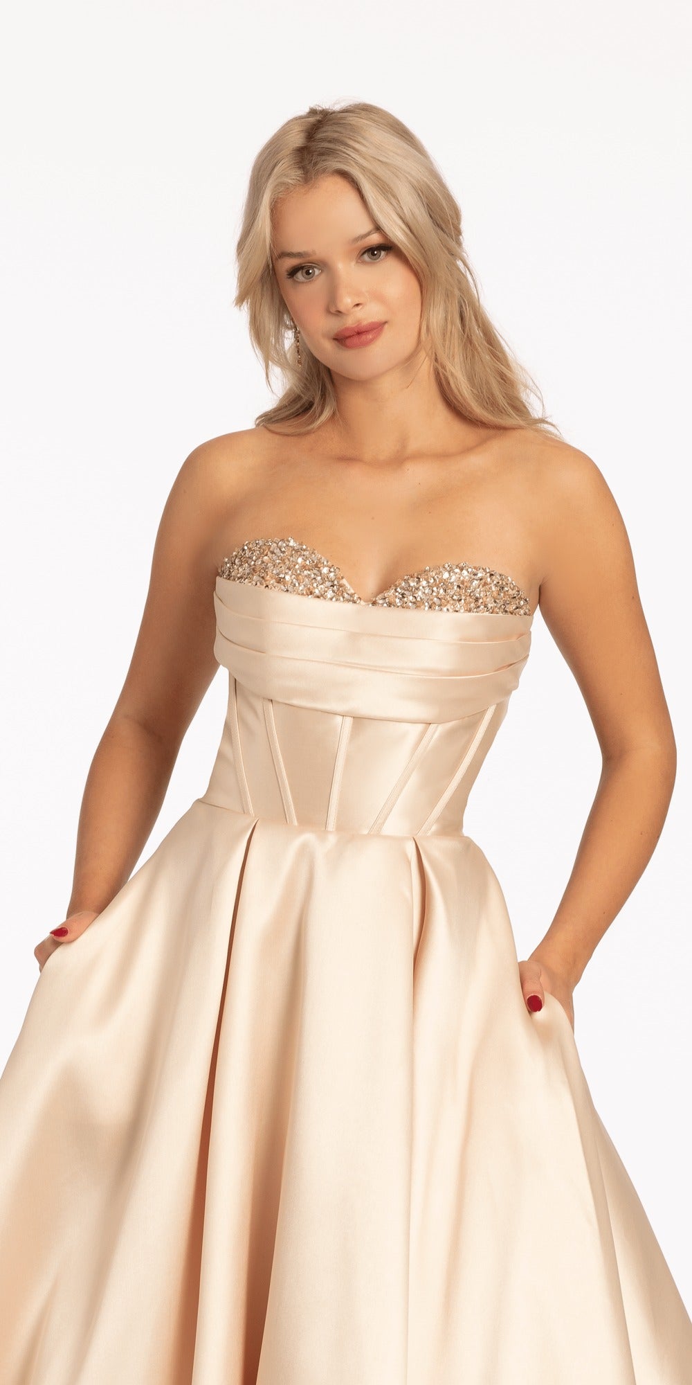 Strapless Beaded Embroidered Corset Trumpet Dress