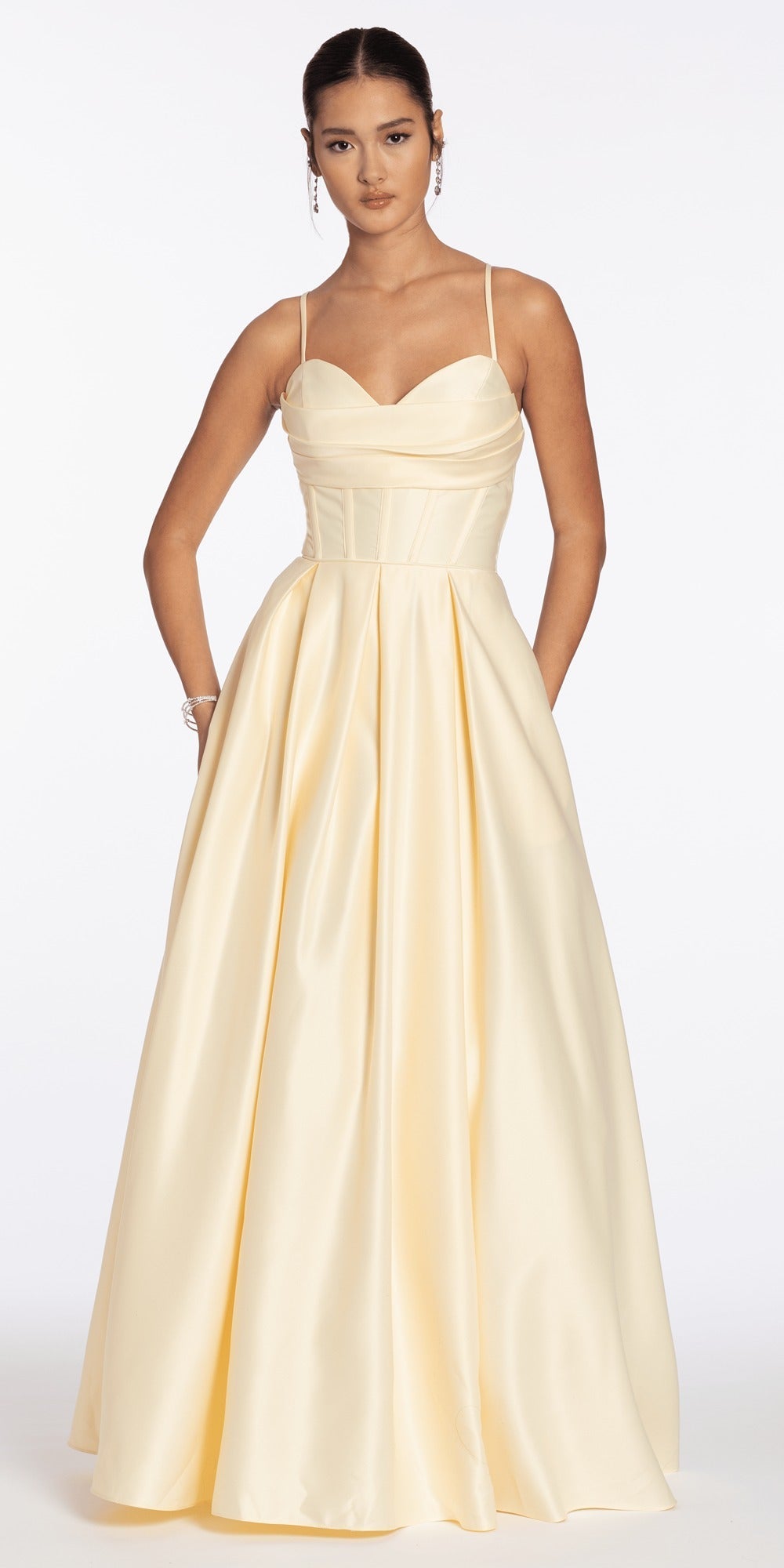 Lace One Shoulder Foldover Scuba Column Dress with Back Slit